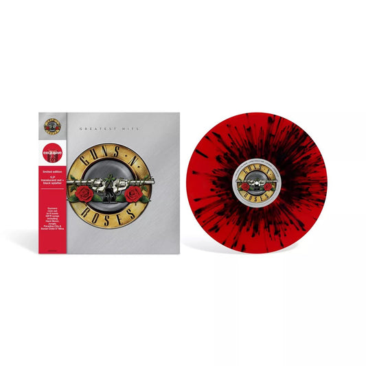 "Vinyl Record Title - Transatlantic Vinyl RecordsGuns & Roses - Greatest Hits - USA Import - Red & Black Splatter Vinyl.